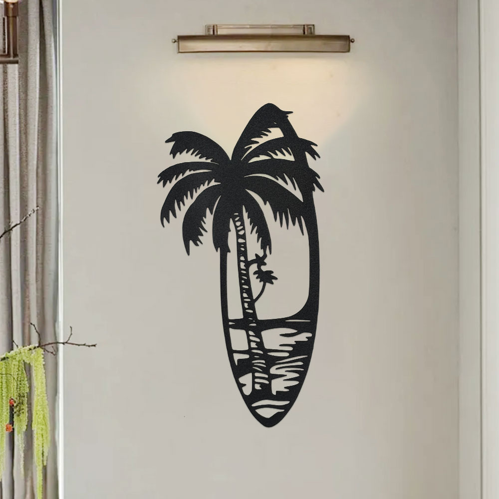 Bonsai Garden Tree - Black Metal Wall Art Decor, Palm