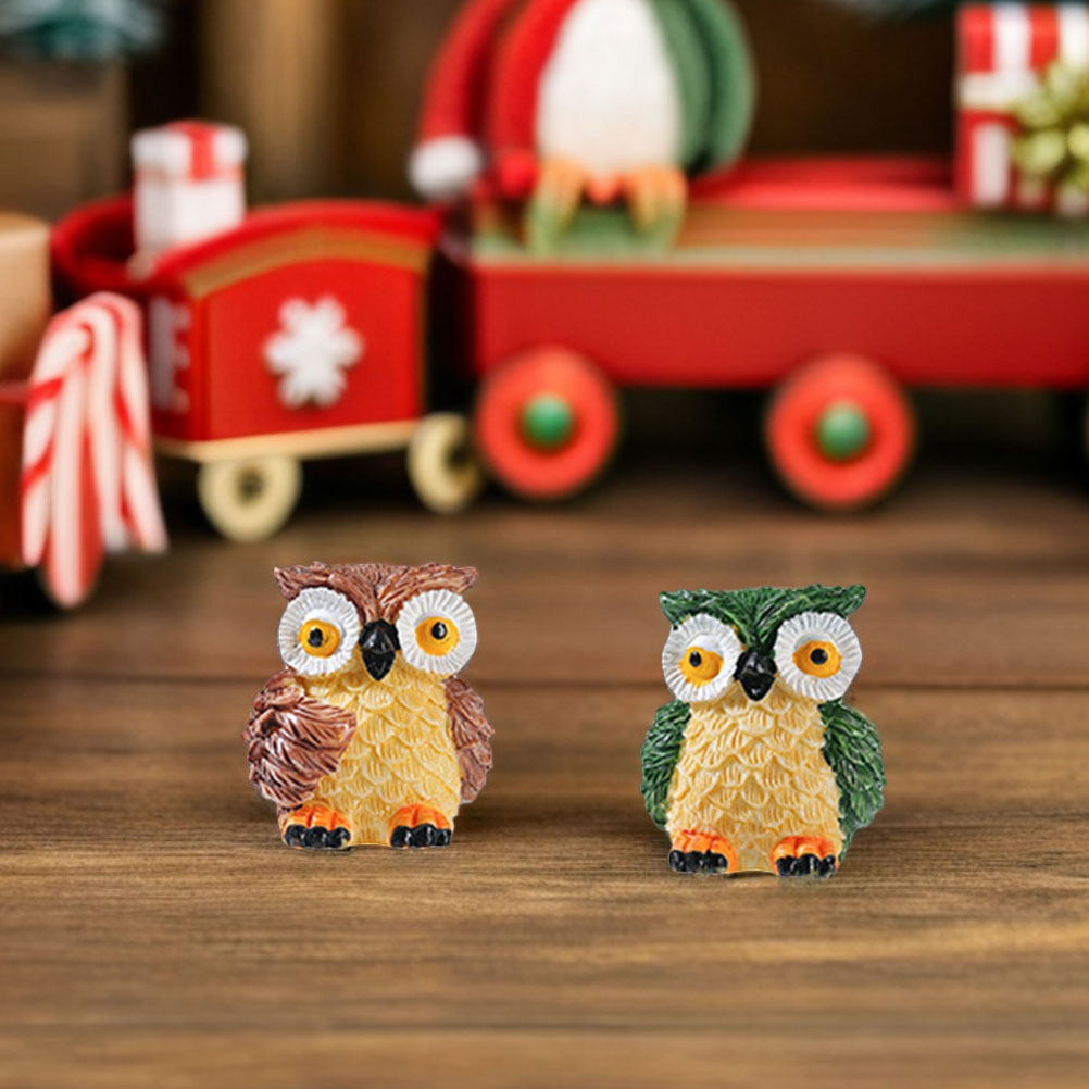 Bonsai Garden Display - 4Pcs Tiny Resin Owl Figurines Mini