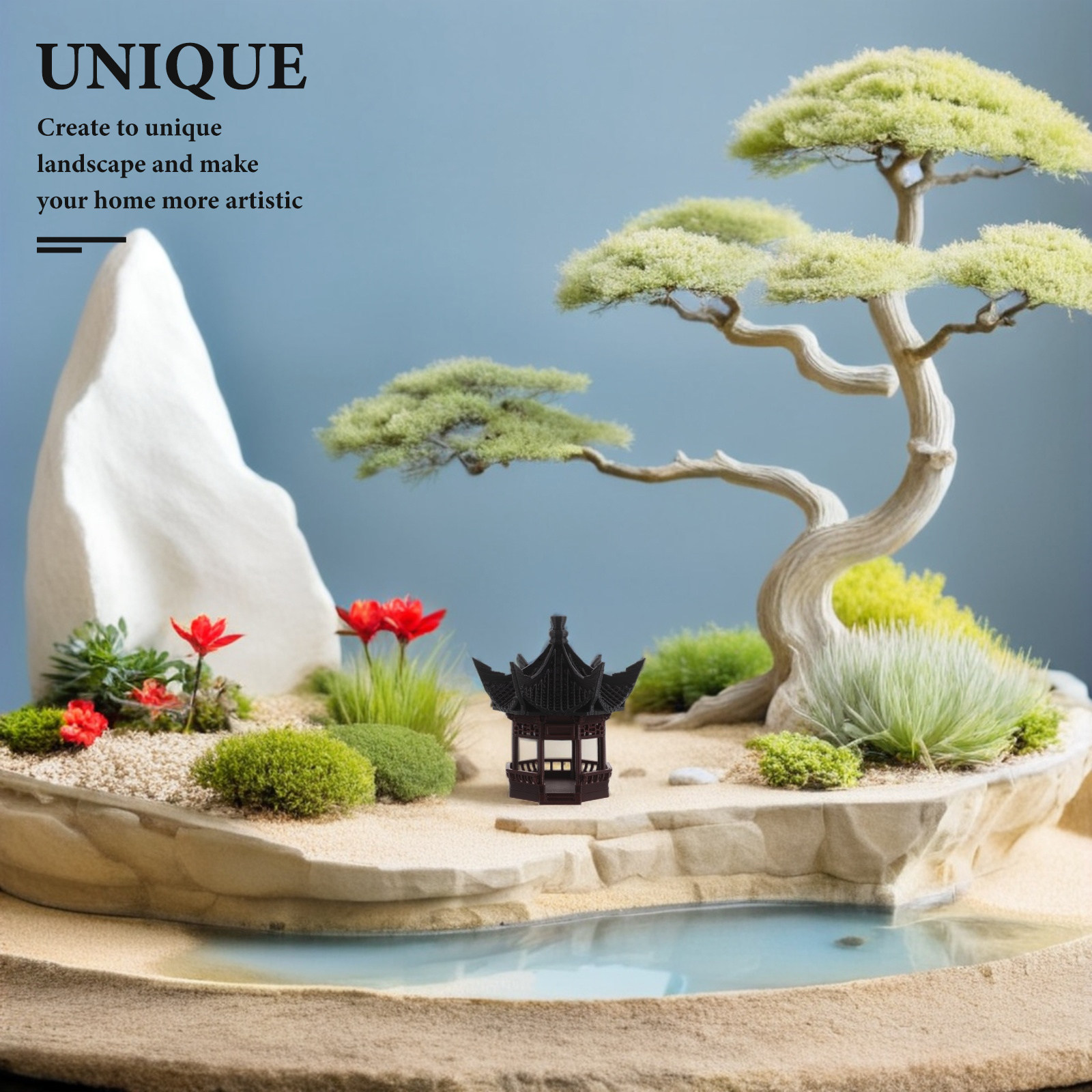 Compact Mini Pagoda Decor for  - огляд і ціна Bonsai Garden Display