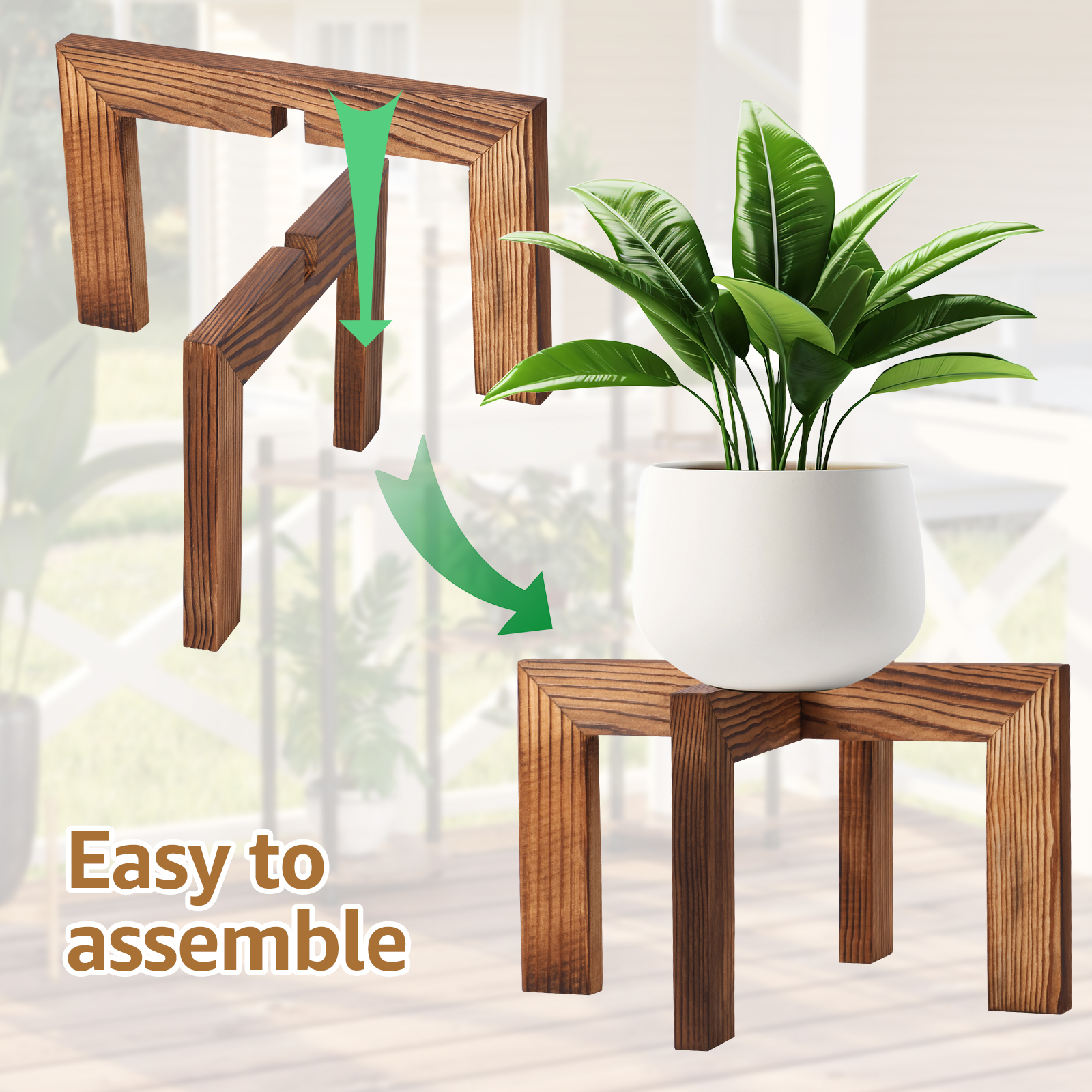 Wood Flowerpot Holder Indoor F - огляд і ціна Bonsai Garden Display