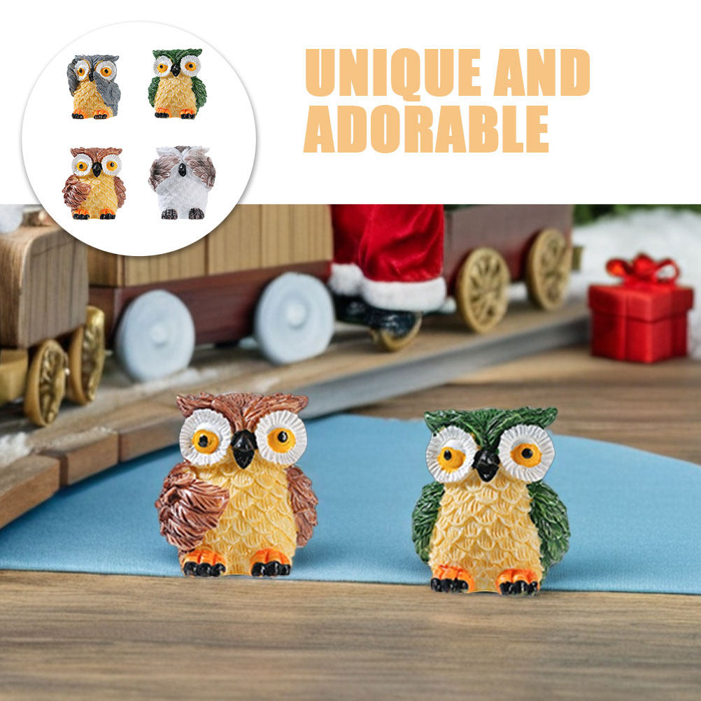 4Pcs Tiny Resin Owl Figurines  - огляд і ціна Bonsai Garden Display